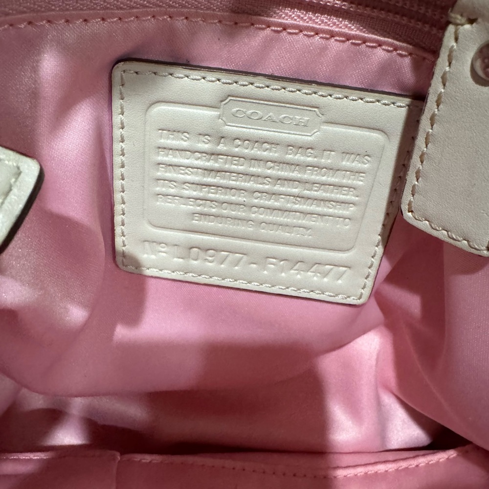 Coach Signature Beige Tote with Hand Crafted Bag Charm Jewelry - Picture 9 of 14